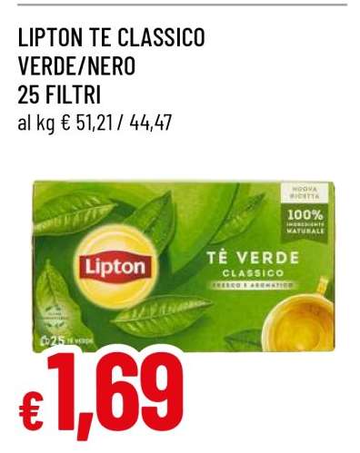 LIPTON TE CLASSICO VERDE/NERO 25 FILTRI