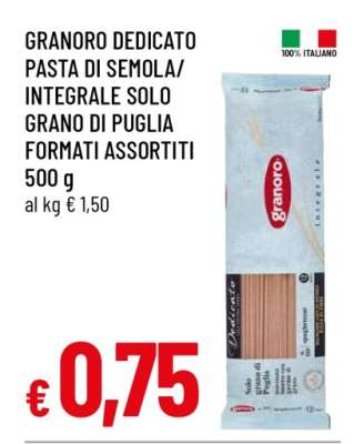 GRANORO DEDICATO PASTA DI SEMOLA/INTEGRALE