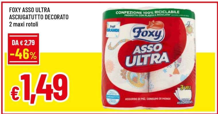 FOXY ASSO ULTRA ASCIUGATUTTO DECORATO