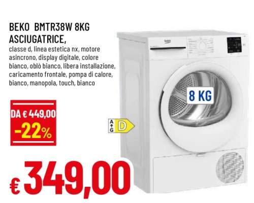 BEKO BMTR38W 8KG ASCIUGATRICE