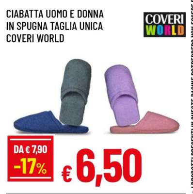 CIABATTA UOMO E DONNA IN SPUGNA TAGLIA UNICA COVERI WORLD