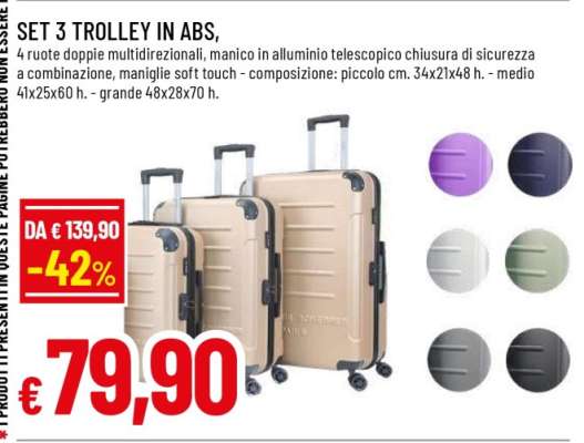SET 3 TROLLEY IN ABS