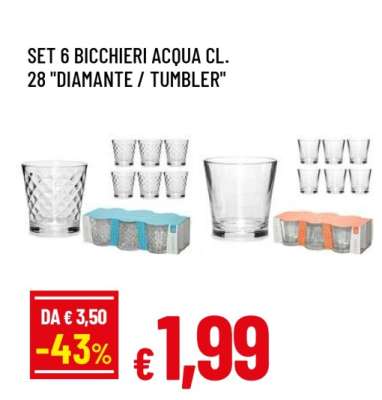 Set 6 Bicchieri Acqua Cl. 28 "Diamante / Tumbler"