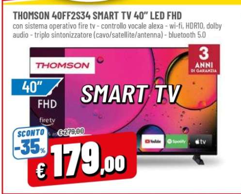THOMSON 40FF2S34 SMART TV 40” LED FHD