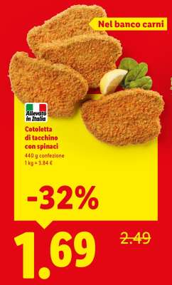 Cotoletta di tacchino con spinaci
