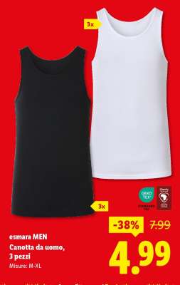 esmara MEN Canotta da uomo, 3 pezzi
