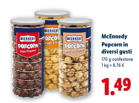McEnnedy Popcorn in diversi gusti