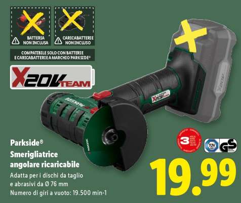 PARKSIDE® Smerigliatrice angolare ricaricabile