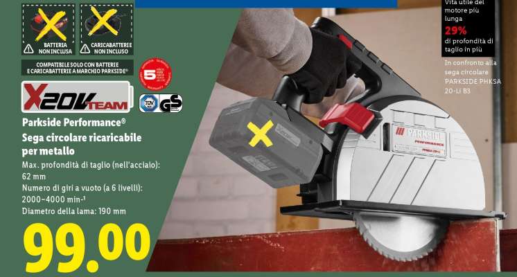 PARKSIDE PERFORMANCE® Sega circolare ricaricabile per metallo