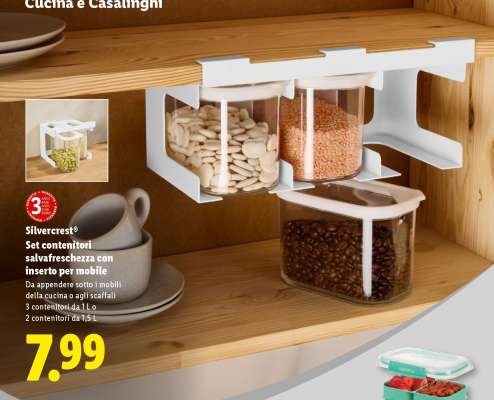 Silvercrest Set contenitori salvafreschezza con inserto per mobile