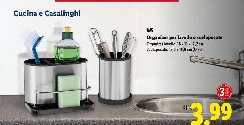 W5 Organizer per lavello o scolaposate