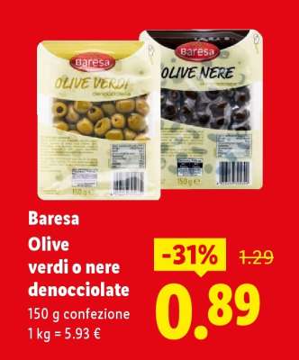 Baresa Olive verdi o nere denocciolate