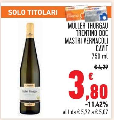 MÜLLER THURGAU TRENTINO DOC MASTRI VERNACOLI CAVIT
