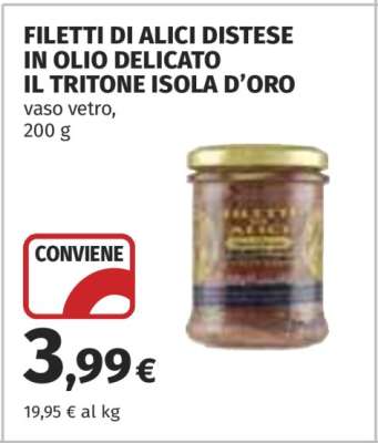 FILETTI DI ALICI DISTESE IN OLIO DELICATO IL TRITONE ISOLA D’ORO