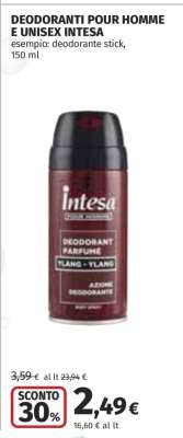 DEODORANTI POUR HOMME E UNISEX INTESA