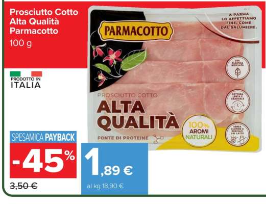 Prosciutto cotto alta qualità PARMACOTTO
