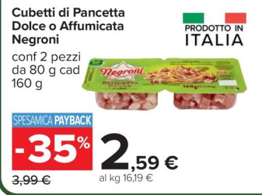 Cubetti di Pancetta Dolce o Affumicata Negroni