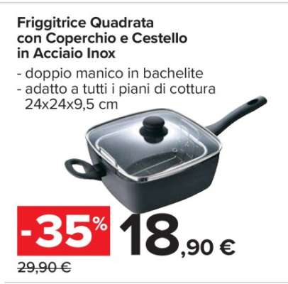 Friggitrice Quadrata con Coperchio e Cestello in Acciaio Inox