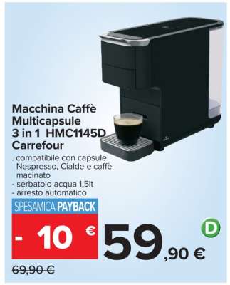 Macchina Caffè Multicapsule 3 in 1 HMC1145D Carrefour