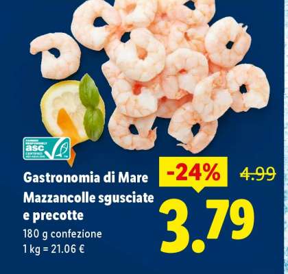 Gastronomia di Mare Mazzancolle sgusciate e precotte