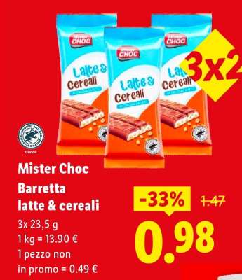 Mister Choc Barretta latte & cereali