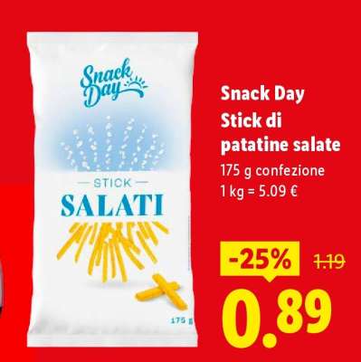 Snack Day Stick di patatine salate