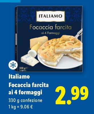 Italiamo Focaccia farcita ai 4 formaggi