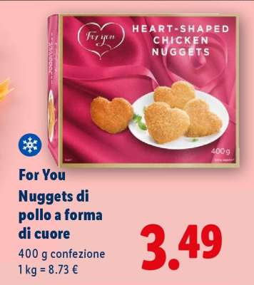 For You Nuggets di pollo a forma di cuore