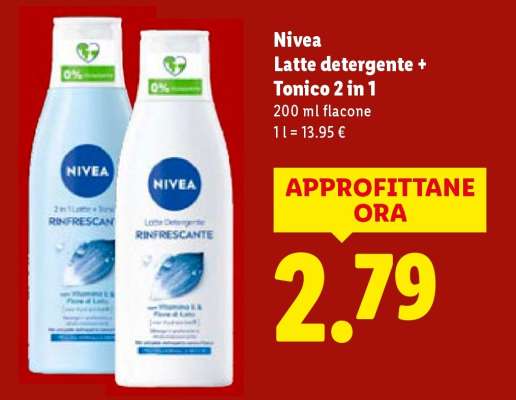 Nivea Latte detergente + Tonico 2 in 1