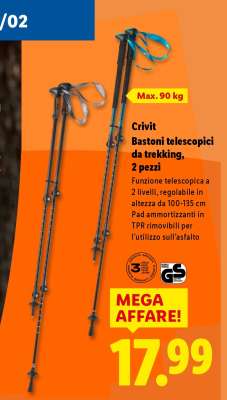 CRIVIT Bastoni telescopici da trekking, 2 pezzi