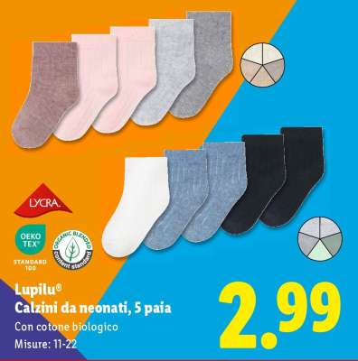 Lupilu® Calzini da neonati, 5 paia