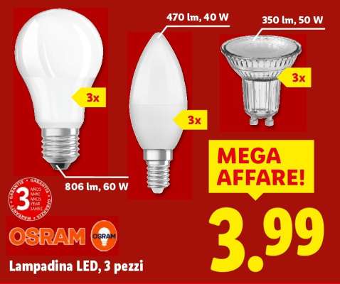 Lampadina LED, 3 pezzi