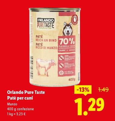 Orlando Pure Taste Patè per cani