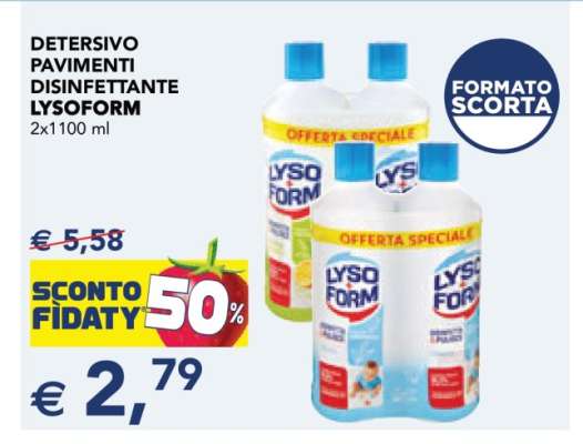 DETERSIVO PAVIMENTI DISINFETTANTE LYSOFORM 2x1100 ml