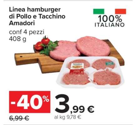 Linea hamburger di Pollo e Tacchino Amadori