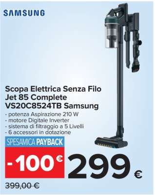 Scopa Elettrica Senza Filo Jet 85 Complete VS20C8524TB Samsung