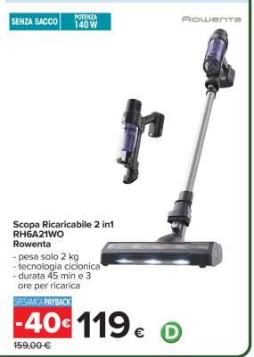Scopa Ricaricabile 2 in1 RH6A21WO Rowenta