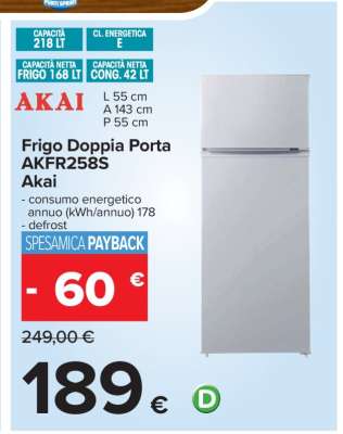 Frigo Doppia Porta AKFR258S Akai