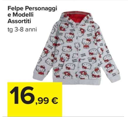 Felpe Personaggi e Modelli Assortiti