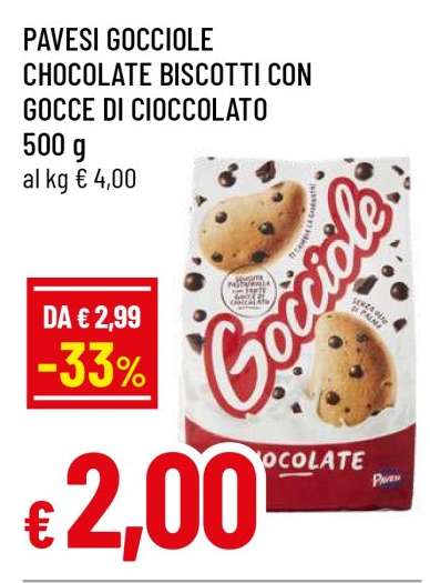Pavesi Gocciole Chocolate Biscotti con Gocce di Cioccolato