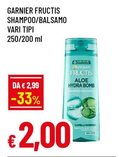 GARNIER FRUCTIS SHAMPOO/BALSAMO VARI TIPI
