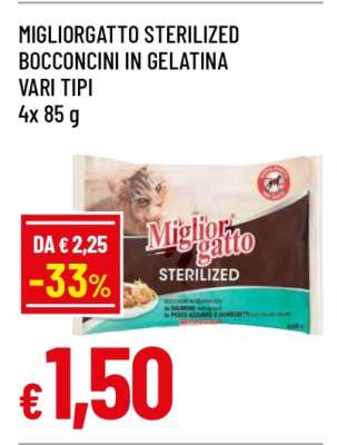 Migliorgatto Sterilized Bocconcini in Gelatina Vari Tipi