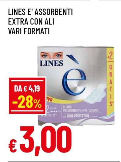LINES E' ASSORBENTI EXTRA CON ALI VARI FORMATI