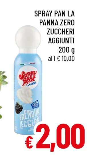 Spray Pan La Panna Zero Zuccheri Aggiunti