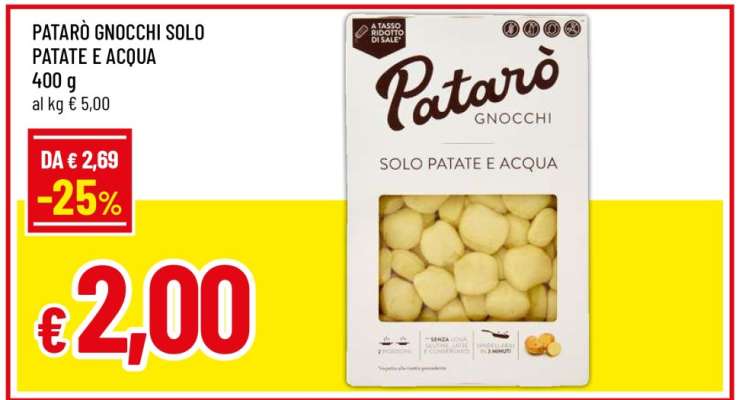 Patarò Gnocchi Solo Patate e Acqua