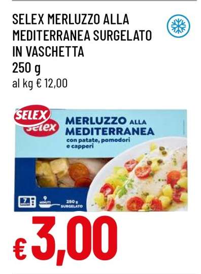 SELEX MERLUZZO ALLA MEDITERRANEA SURGELATO IN VASCHETTA
