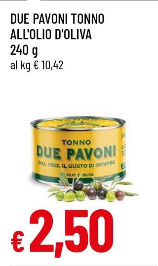 DUE PAVONI TONNO ALL'OLIO D'OLIVA