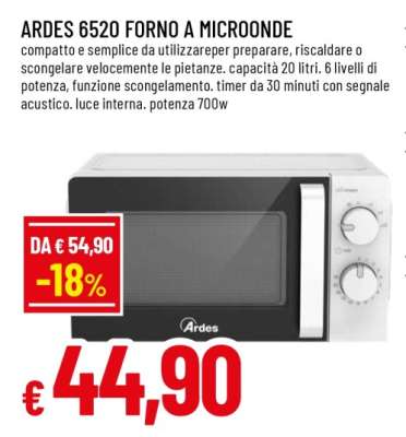 ARDES 6520 FORNO A MICROONDE