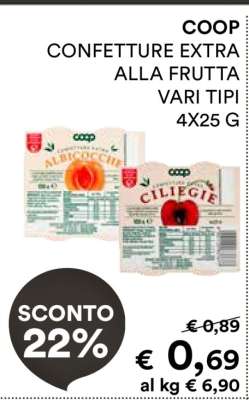 COOP CONFETTURE EXTRA ALLA FRUTTA VARI TIPI 4X25 G