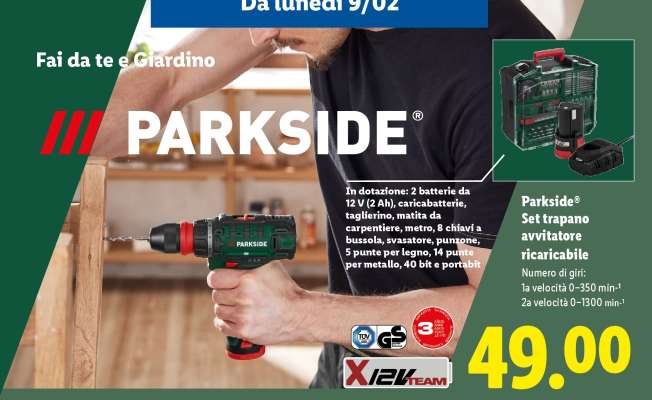 PARKSIDE® Set trapano avvitatore ricaricabile